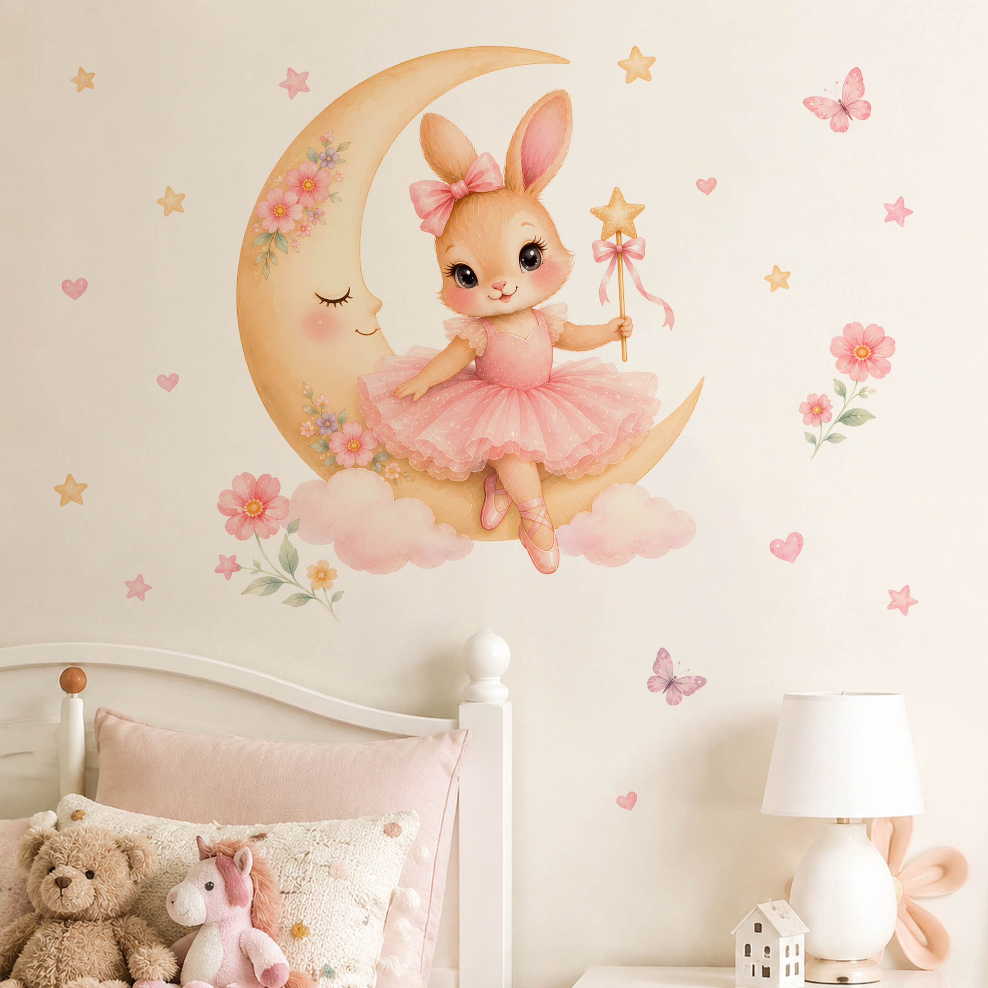 Watercolor Ballerina Bunny Moo - Baby Nursery Decor Girl review and price