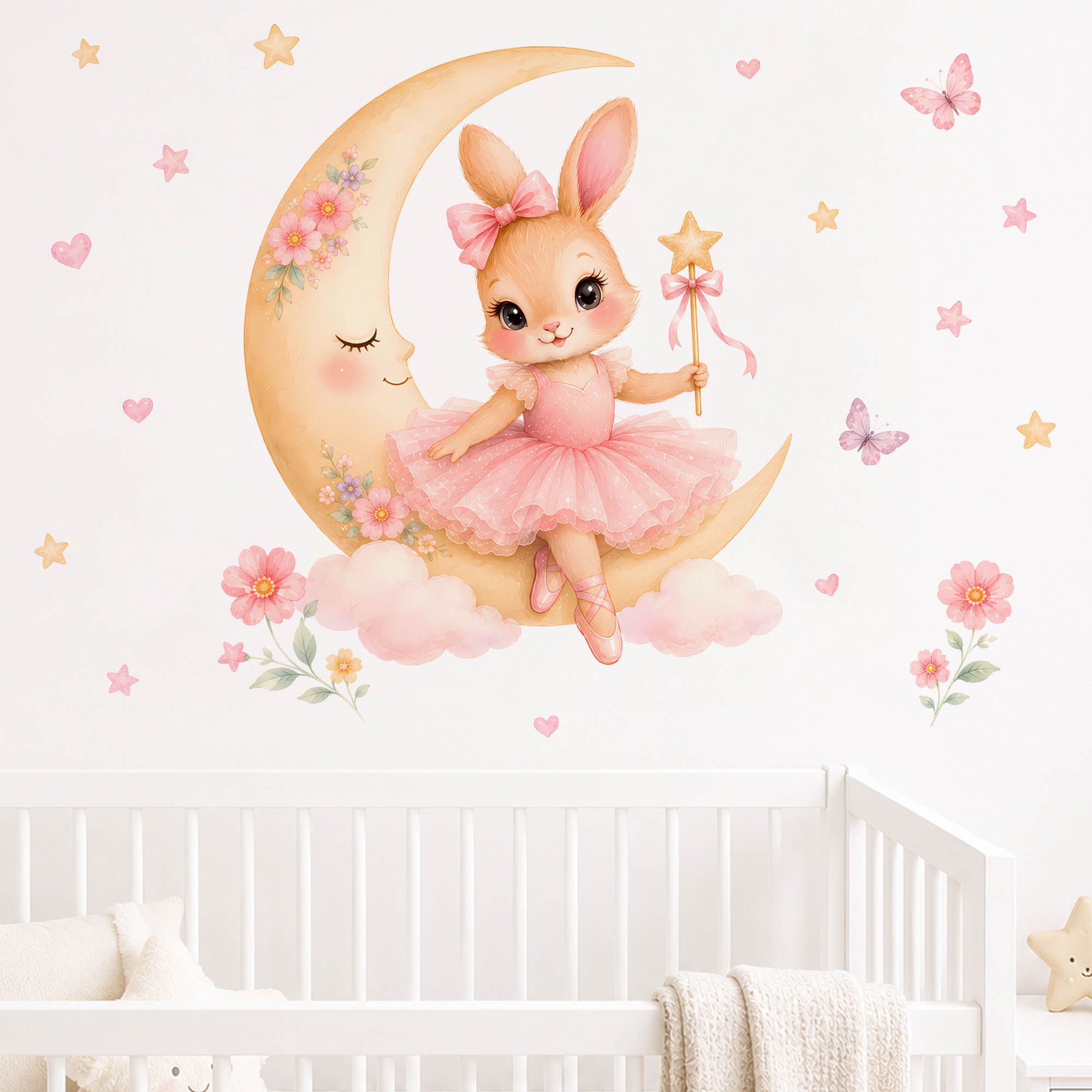 Watercolor Ballerina Bunny Moo - Baby Nursery Decor Girl review and price
